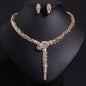 S925 Silver and Zircon Snake-Design Necklace and Earrings Jewelry Set