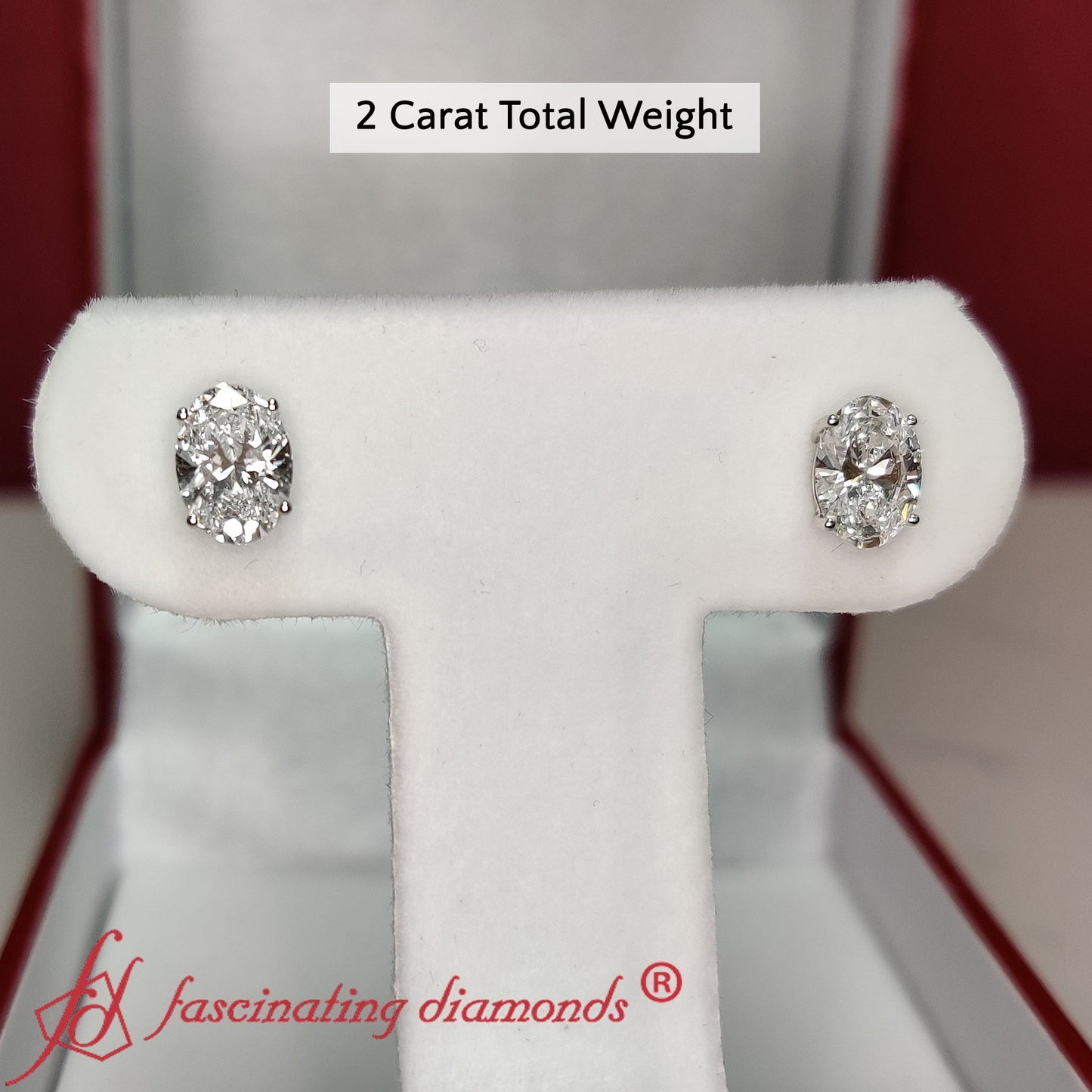 Classic Four Prong Oval Diamond Solitaire Stud Earrings [IGI Certified]