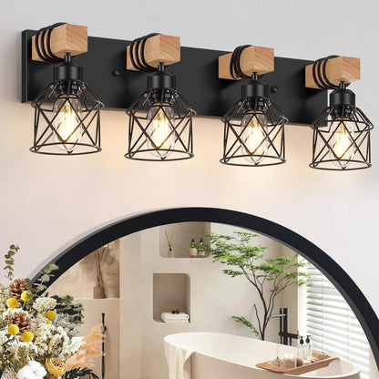 3-Light Wood Farmhouse Vanity Light