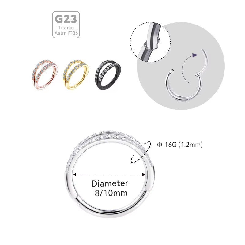 G23 Titanium Alloy Puncture Zircon Lip Ring Nose Ring