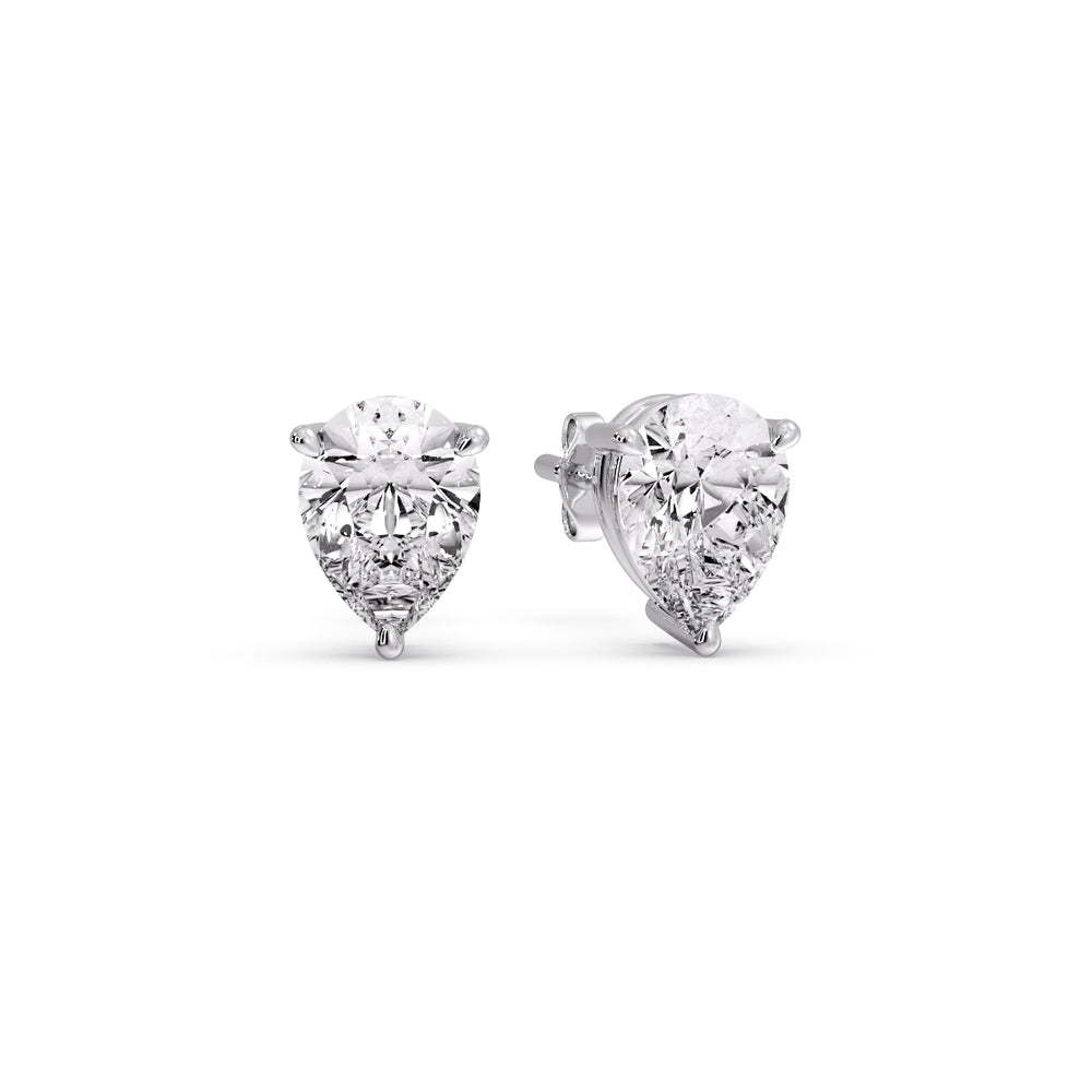 Three-Prong Pear Diamond Solitaire Stud Earrings [IGI Certified]