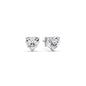 3 Prong Heart Shaped Diamond Solitaire Stud Earring in Basket Setting