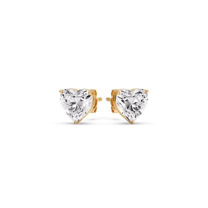 3 Prong Heart Shaped Diamond Solitaire Stud Earring in Basket Setting