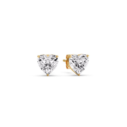 3 Prong Heart Shaped Diamond Solitaire Stud Earring in Basket Setting