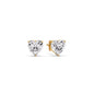 3 Prong Heart Shaped Diamond Solitaire Stud Earring in Basket Setting