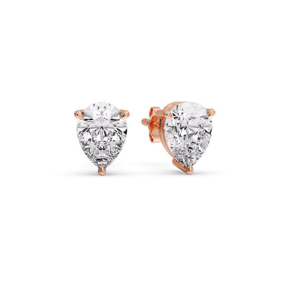 Three-Prong Pear Diamond Solitaire Stud Earrings [IGI Certified]