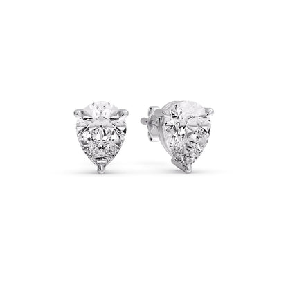Three-Prong Pear Diamond Solitaire Stud Earrings [IGI Certified]