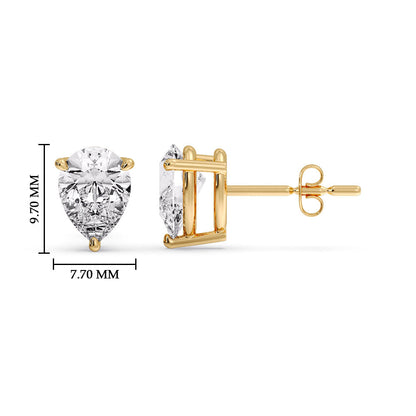 Three-Prong Pear Diamond Solitaire Stud Earrings [IGI Certified]