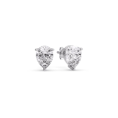 Three-Prong Pear Diamond Solitaire Stud Earrings [IGI Certified]