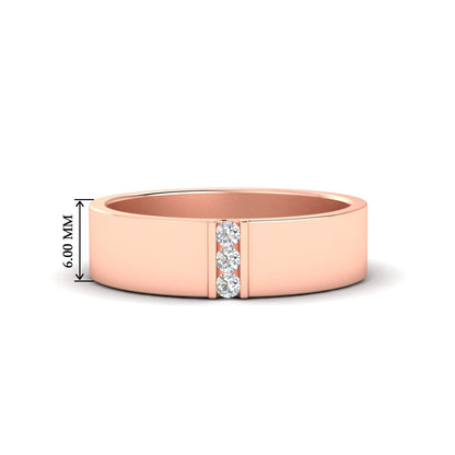 3 Stone Mens Flat Gemstone Band