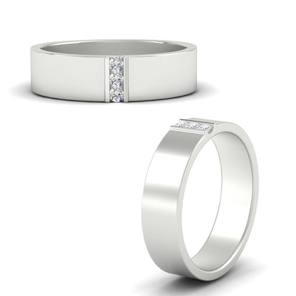3 Stone Mens Flat Gemstone Band