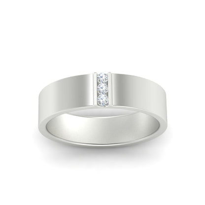 3 Stone Mens Flat Gemstone Band