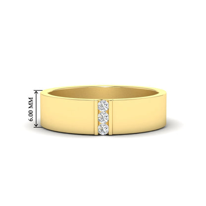 3 Stone Mens Flat Gemstone Band