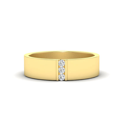 3 Stone Mens Flat Gemstone Band