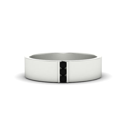 3 Stone Mens Flat Gemstone Band