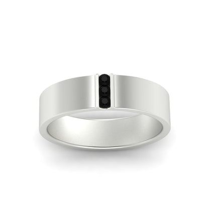 3 Stone Mens Flat Gemstone Band