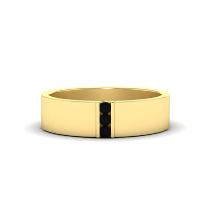 3 Stone Mens Flat Gemstone Band