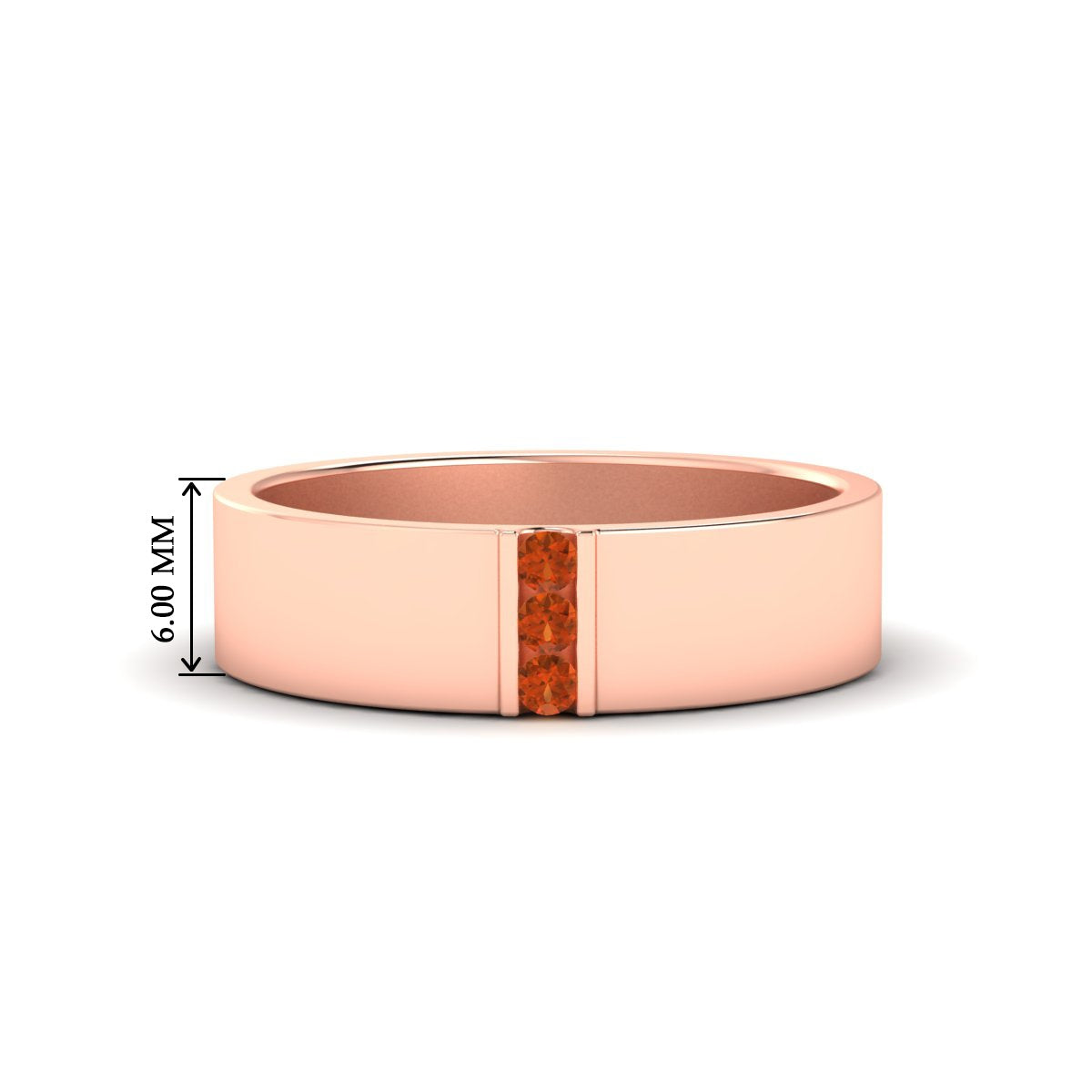 3 Stone Mens Flat Gemstone Band