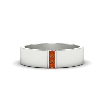 3 Stone Mens Flat Gemstone Band