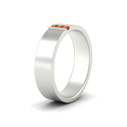 3 Stone Mens Flat Gemstone Band