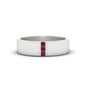 3 Stone Mens Flat Gemstone Band