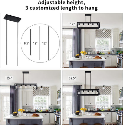 Farmhouse 5 Light Metal Linear Chandelier
