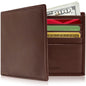 Genuine Leather Slim Bifold Wallet – ID Window, RFID Blocking