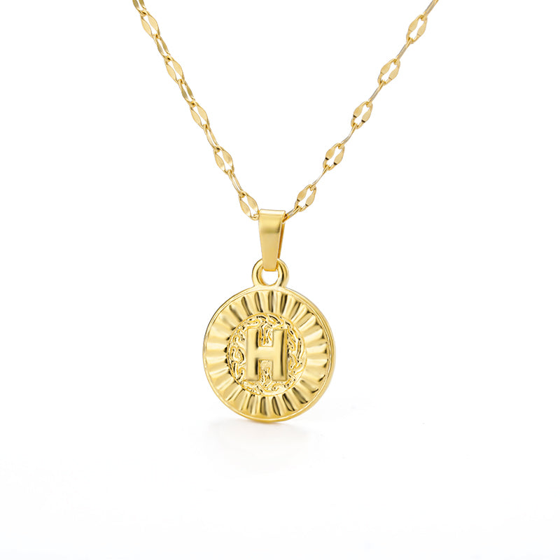 English Alphabet Disc Necklace Women And Men