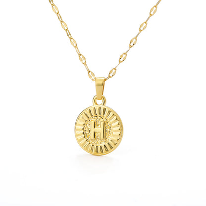 English Alphabet Disc Necklace Women And Men