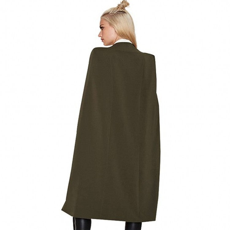 Women's Casual Cape Mid-length Fake Two-piece Shawl Coats