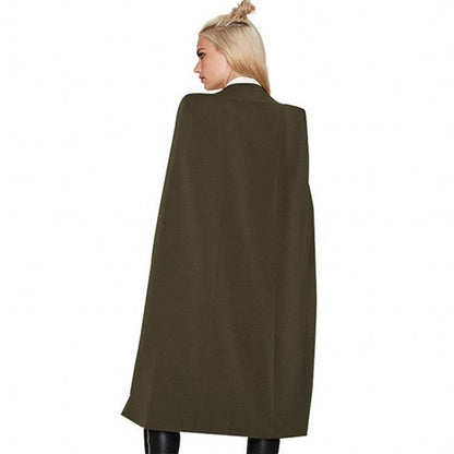Women's Casual Cape Mid-length Fake Two-piece Shawl Coats