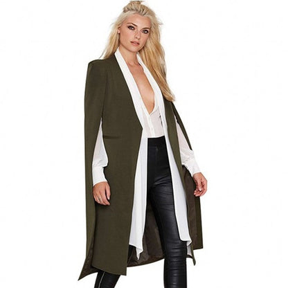 Women's Casual Cape Mid-length Fake Two-piece Shawl Coats