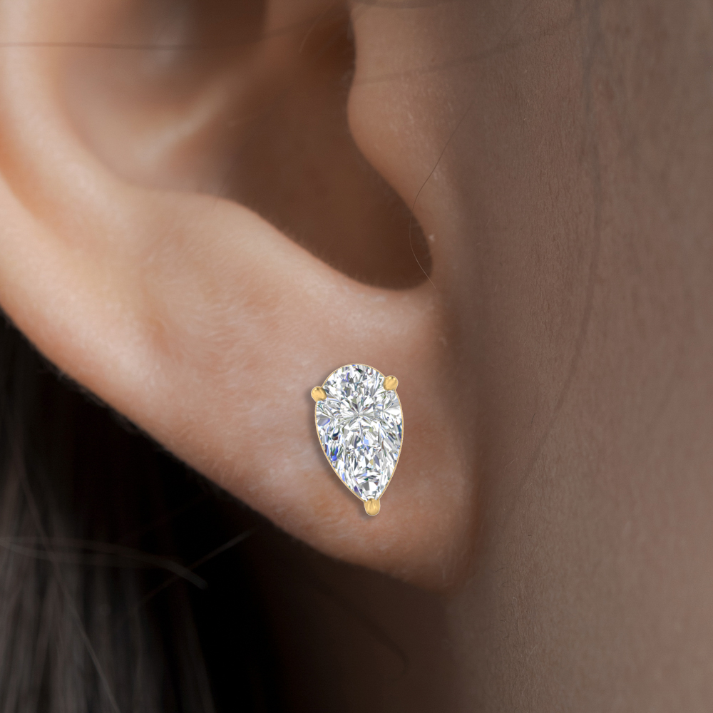 Three-Prong Pear Diamond Solitaire Stud Earrings [IGI Certified]