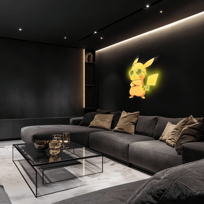 Pikachu Neon Sign, Uv Print Neon, Pokemon Wall Decor, Uv Print Neon Sign