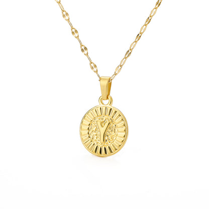 English Alphabet Disc Necklace Women And Men