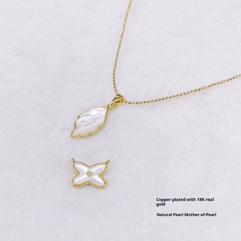 Diy Ornament Accessories Copper Plating 18K Gold Pearl Shell Necklace Bracelet Single And Double Charm