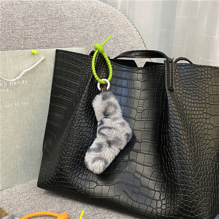Fox Tail Furry Bag Cute Leopard Plush Pendant