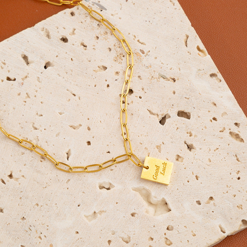 Square Plate Goodluck Letter Anklet For Women