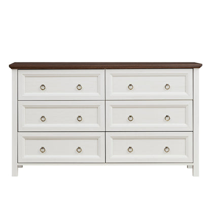 Farmhouse 6 Drawers Dresser for Bedroom,