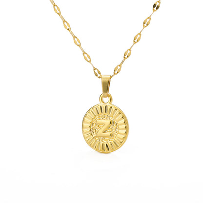 English Alphabet Disc Necklace Women And Men