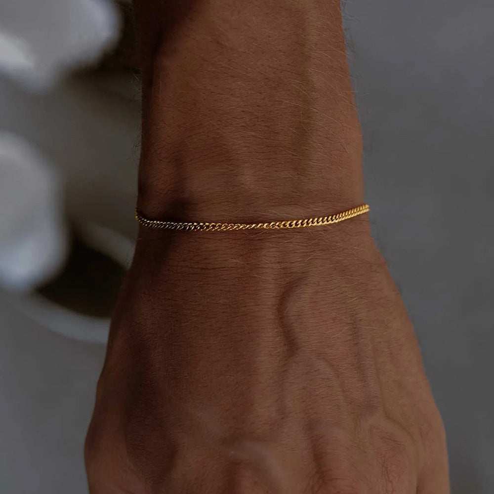 Stainless Steel Cuban Chain Mens Adjustable Fade-Proof Bracelet