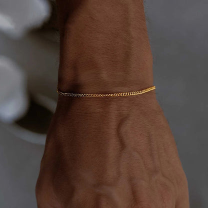 Stainless Steel Cuban Chain Mens Adjustable Fade-Proof Bracelet