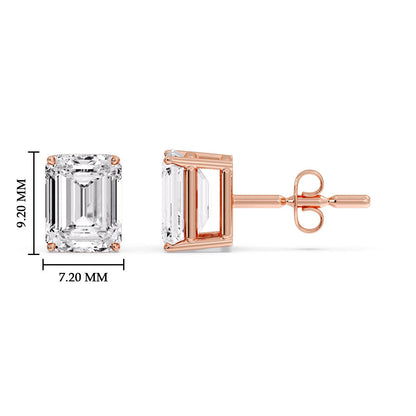 IGI Certified Emerald Cut Diamond Solitaire Stud Earrings