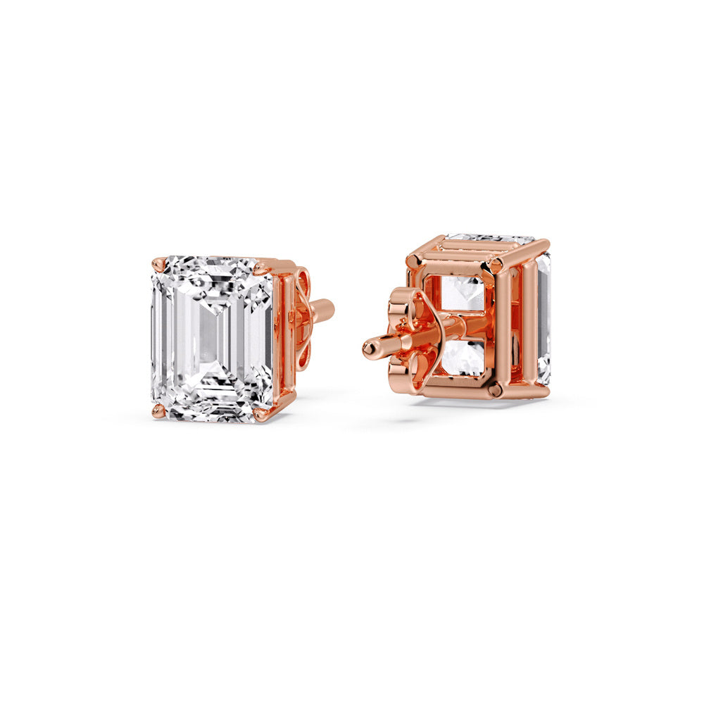 IGI Certified Emerald Cut Diamond Solitaire Stud Earrings