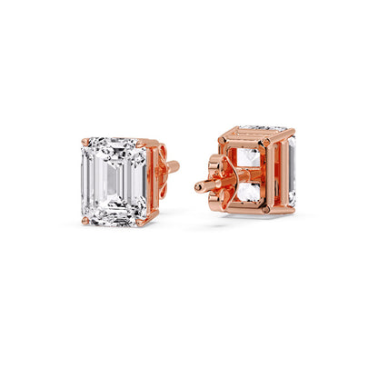 IGI Certified Emerald Cut Diamond Solitaire Stud Earrings