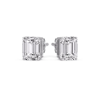 IGI Certified Emerald Cut Diamond Solitaire Stud Earrings