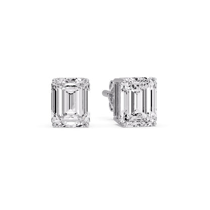 IGI Certified Emerald Cut Diamond Solitaire Stud Earrings