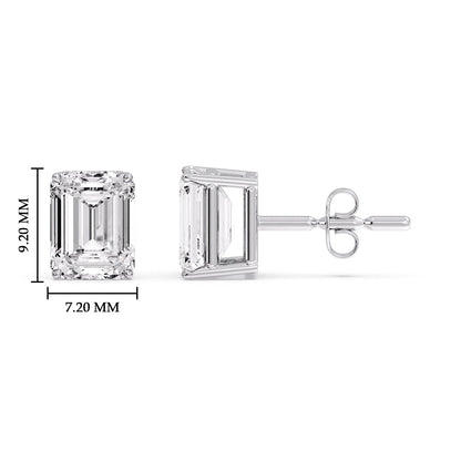 IGI Certified Emerald Cut Diamond Solitaire Stud Earrings