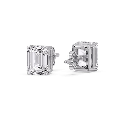 IGI Certified Emerald Cut Diamond Solitaire Stud Earrings