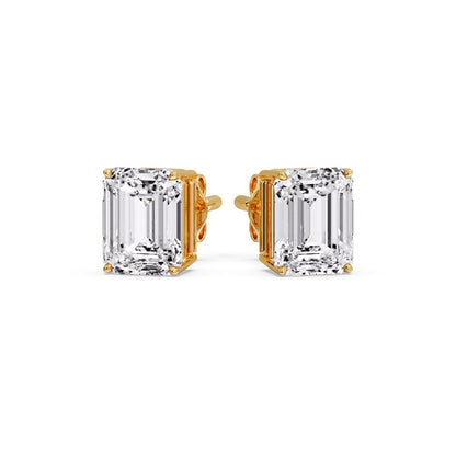 IGI Certified Emerald Cut Diamond Solitaire Stud Earrings